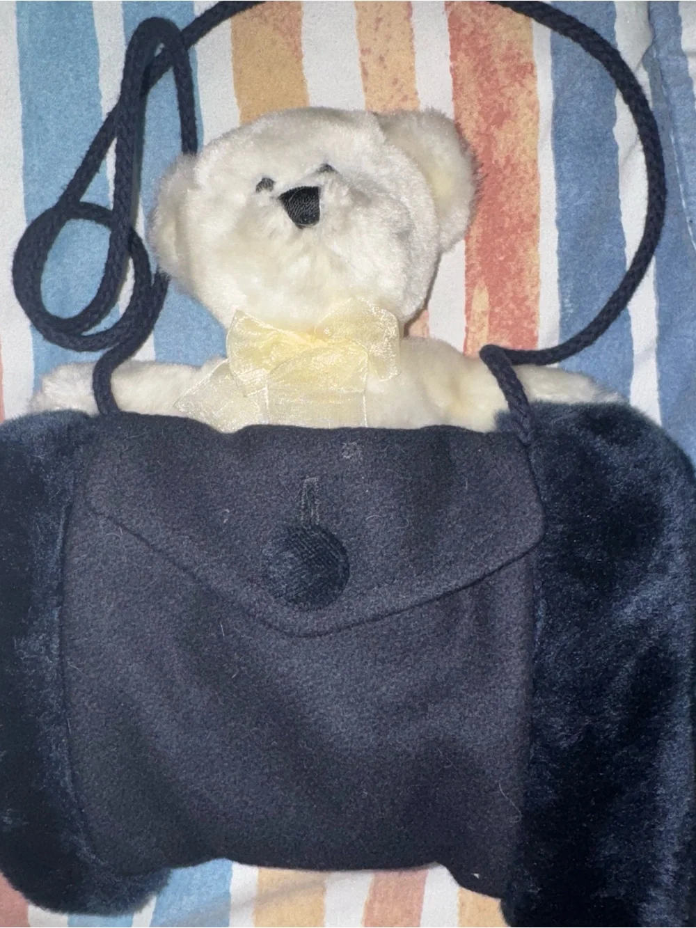 Kids Plush Teddy Hand Muff Crossbody - Navy